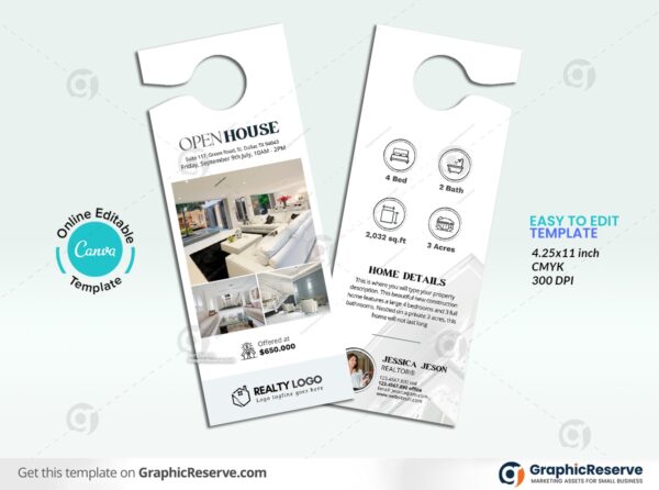 Open House Real Estate Door Hanger Design