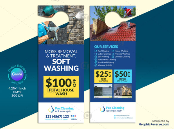 Cleaning Service Door Hanger Canva Layout