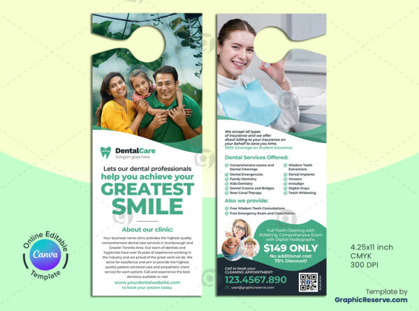 Dental Door Hanger Template Design