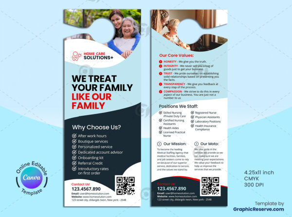 Elder Care Door Hanger Canva Template