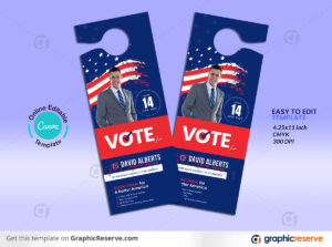 Political Election Campaign Door Hanger Canva Template
