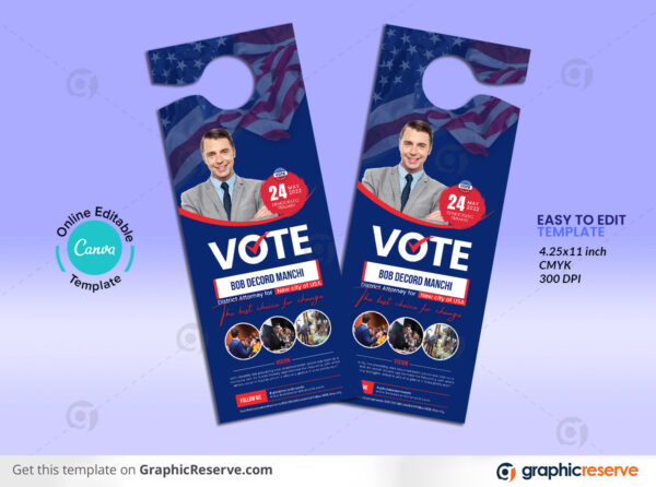 Election Campaign Political Door Hanger Canva Template