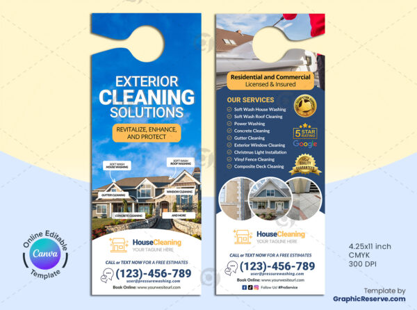 Exterior Cleaning Door Hanger Canva Template