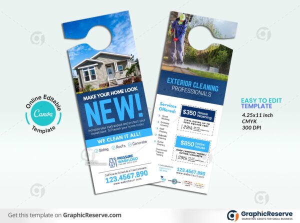 Exterior Home Cleaning Door Hanger Canva Template