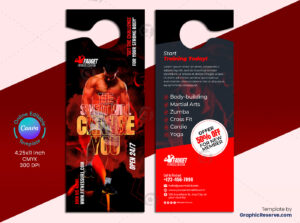 Fitness Gym Door Hanger Canva Template