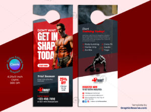 Fitness Gym Door Hanger Canva Template