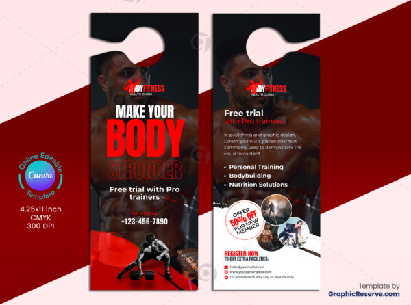 Gym Door Hanger Canva Template