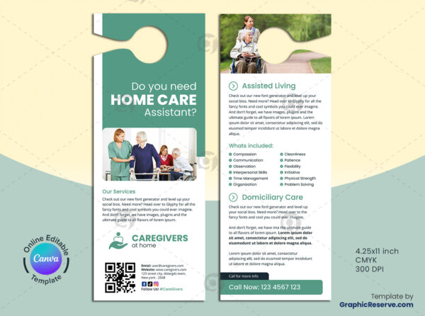 Home Care Assistant Canva Door Hanger Model
