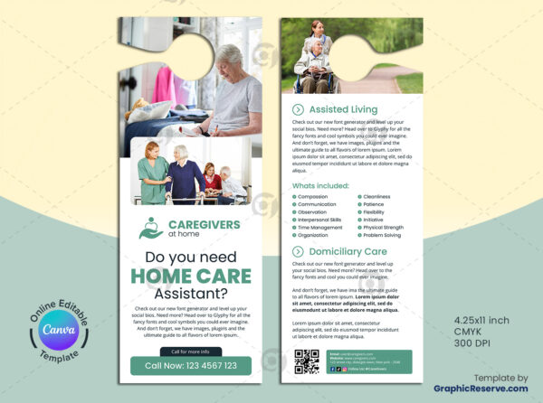 Home Care Assistant Door Hanger Template