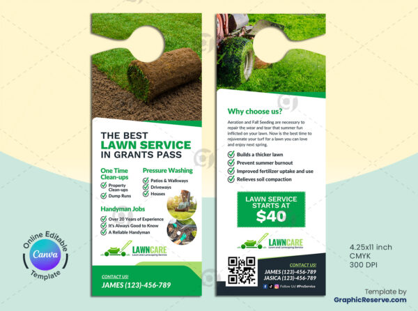 Lawn Care Door Hanger Canva Design