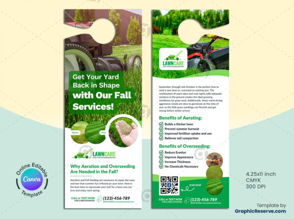 Lawn Planting Service Canva Door Hanger Design