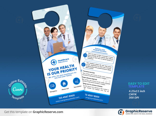Medical Door Hanger Canva Template Design