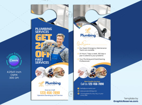 Plumbing Door Hanger Canva Template