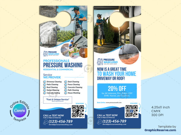 Pressure Washing Canva Door Hanger Template