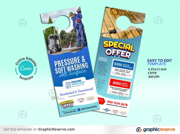 Pressure Washing Door Hanger Canva Design