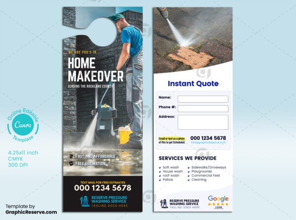Pressure Wash Door Hanger Canva Template