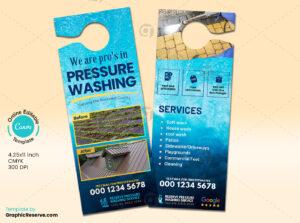 Pressure Washing Door Hanger Design Canva Template