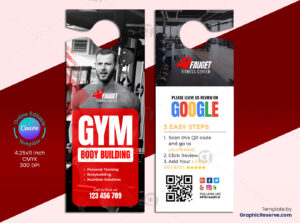 Gym Review Door Hanger Canva Template