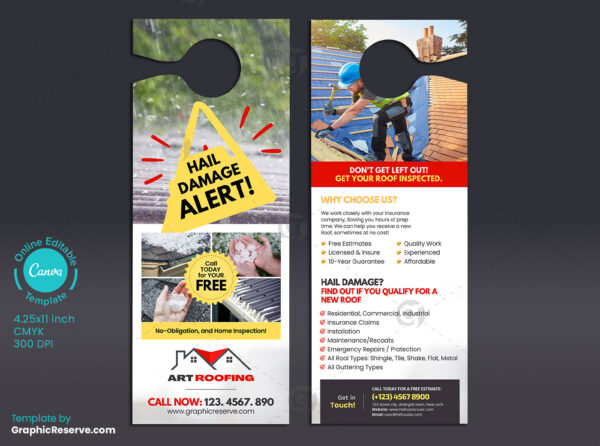 Roof Hail Damage Alert Door Hanger Template Design