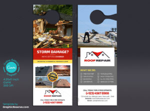 Roof Repairing Door Hanger Canva Template