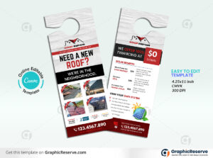 Solar Roofing Service Door Hanger Canva Template