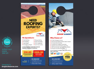 Roofing Experts Promotional Door Hanger Design