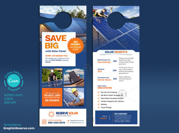 Save Big Solar Door Hanger Canva Template