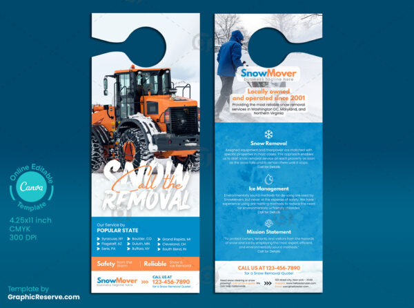 Snow Removal Service Door Hanger Canva Layout