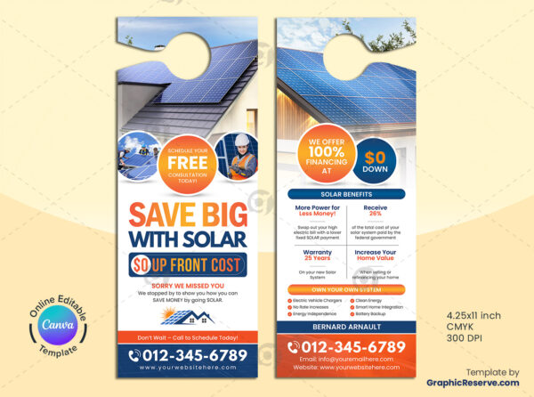 Solar Door Hanger Canva Template Design