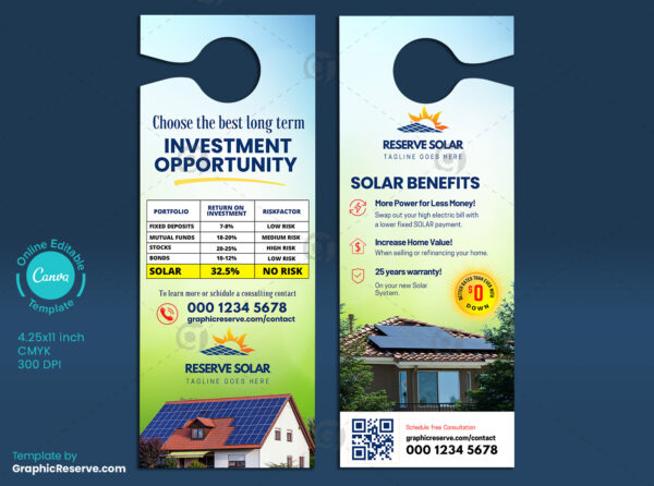 Solar Door Hanger Design Canva Template
