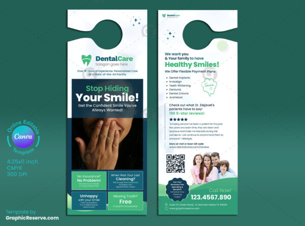 Dentist Door Hanger Canva Template