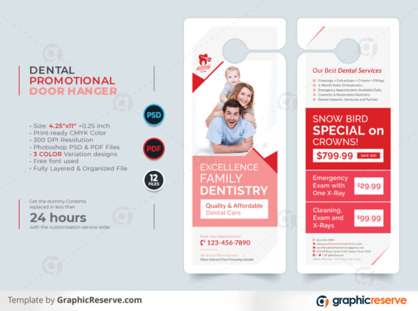 Dental Promotional Door Hanger Layout Design