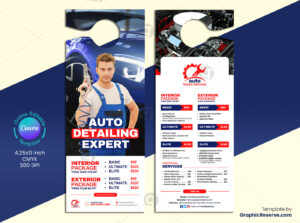 Auto Detailing Expert Door Hanger Template Design