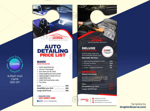 Auto Detailing Price-List Door Hanger Template