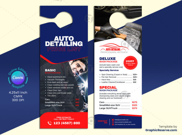 Auto Detailing Pricing Door Hanger Template