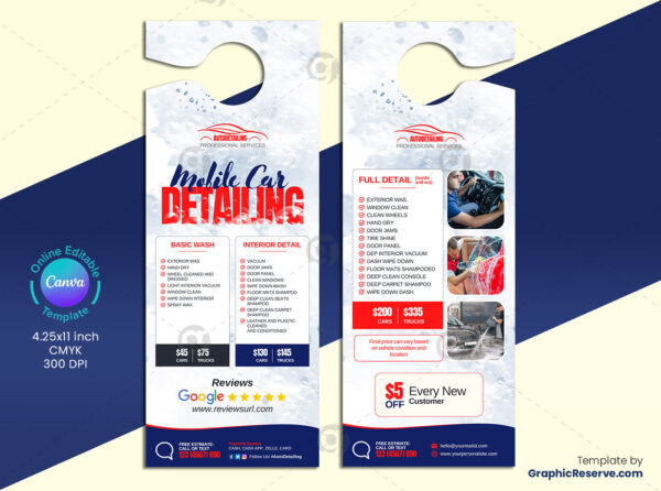 Car Detailing Door Hanger Template Design