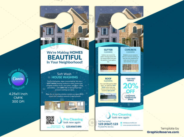 Cleaning Service Canva Door Hanger Template