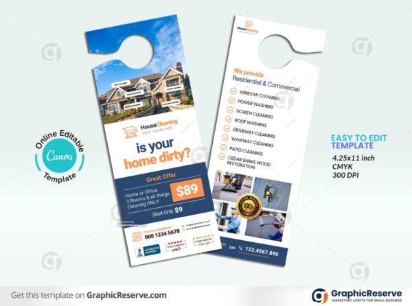 House Cleaning Service Door Hanger Canva Design