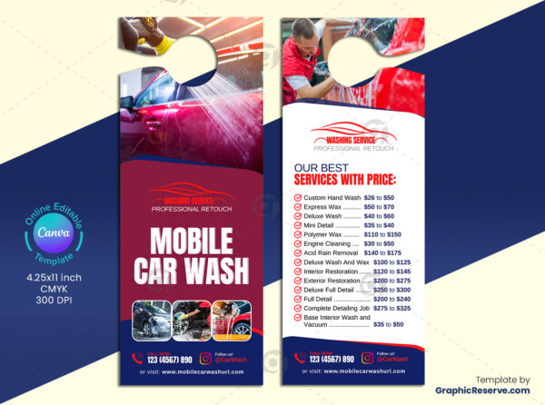 Mobile Car Wash Door Hanger Canva Design