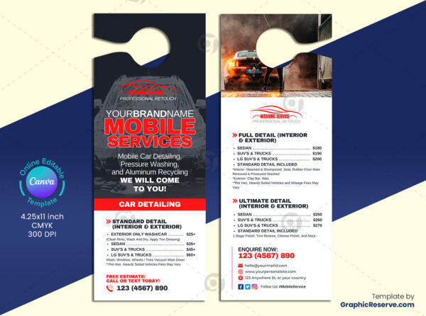 Auto Mobile Servicing Price List Door Hanger Template
