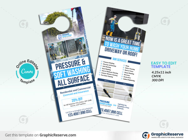Pressure Washing Door Hanger Canva Layout