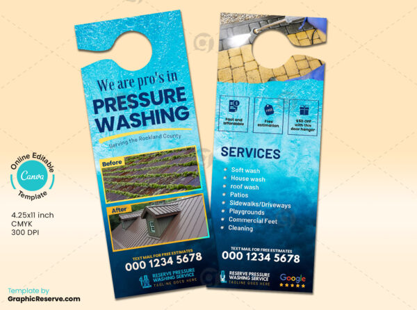 Pressure Washing Door Hanger Canva Template
