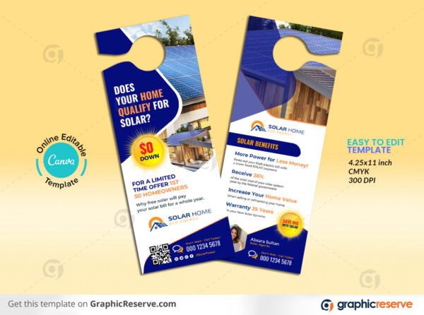 Solar Door Hanger Canva Template Model