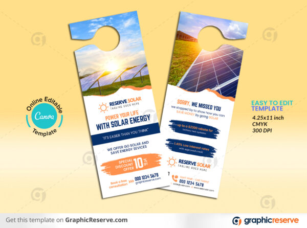 Solar Door Hanger Design Canva Template