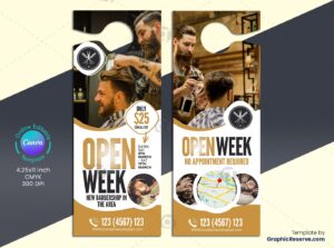 Barber Shop Door Hanger Template Canva Model