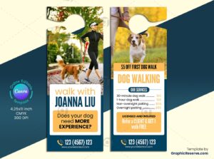 Dog Walking Door Hanger Canva Template Model