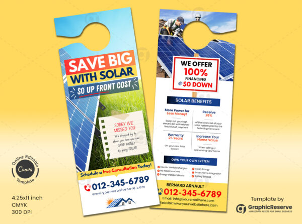 Solar Door Hanger Online Editable Canva Layout