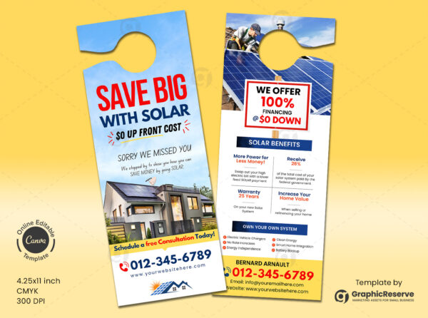 Solar Door Hanger Canva Template Model