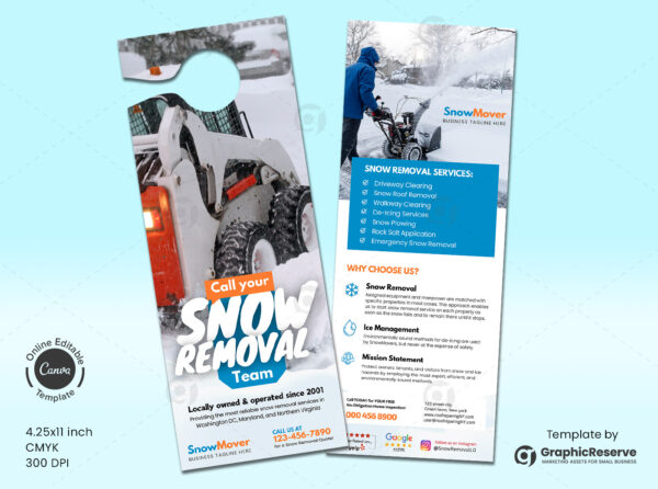 Snow Removal Door Hanger Canva Layout Design