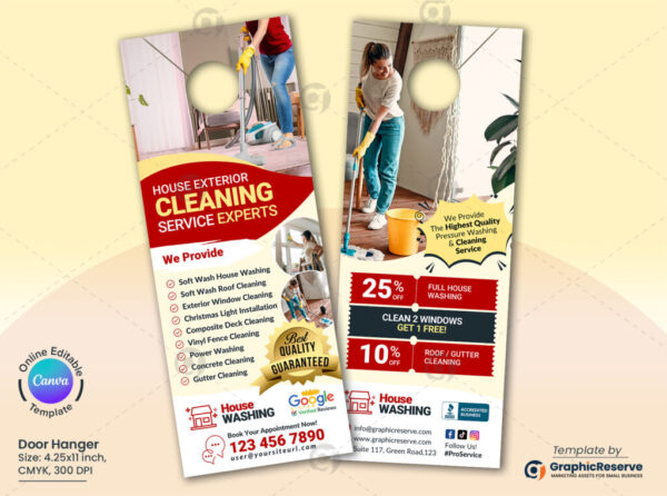 House Exterior Cleaning Experts Door Hanger Template Canva